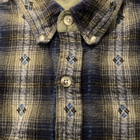 VTG Columbia Button Up Shirt Mens L Flannel Southwest Aztec All Over Print Plaid - Picture 7 of 8